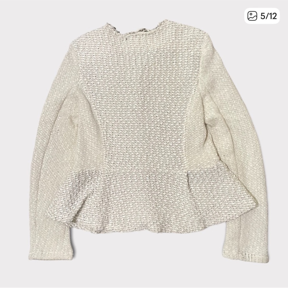 HP Anthropologie Cartoonier Peplum Snap Sweater Coat White/Ivory Size Large - Picture 5 of 7